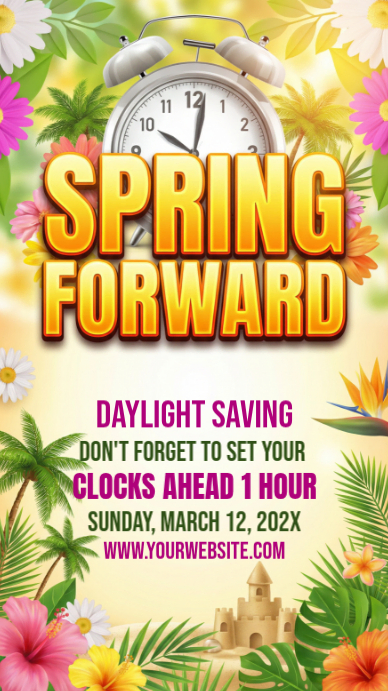 Yellow Daylight Saving Time Reminder Instagram Story Template ...