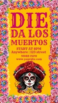 Yellow Die Da Los Muertos 9:16 Template Digital Display (9:16)