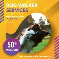 Yellow Dog Walker Service Video Ad Vierkant (1:1) template