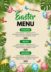 Yellow Easter Special Menu A6 template