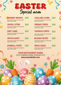 Yellow Easter Special Menu A6 template