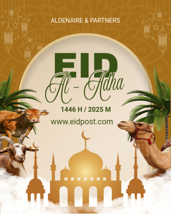 Yellow Eid Al Adha Instagram Portrait template
