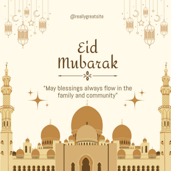 Yellow Eid Mubarak Instagram Post template