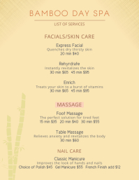 Yellow Elegant Price List Spa Flyer Template