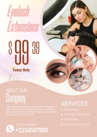 Yellow Eyelash Extension Service Ad A4 template