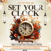 Yellow Fall Back Saving Time Instagram Post template