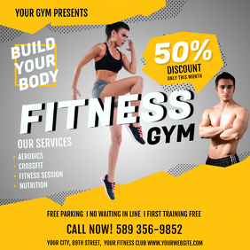 Yellow Fitness Gym Ad Instagram Post Template Postermywall