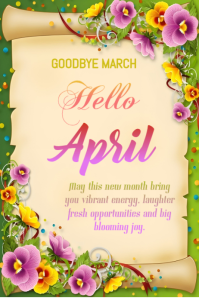 Yellow Floral April Welcome Poster template