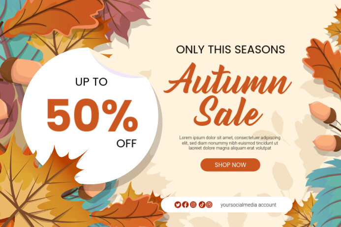 Fall Text Ad Yellow Floral Autumn Fall Sale Ads Poster Template | PosterMyWall
