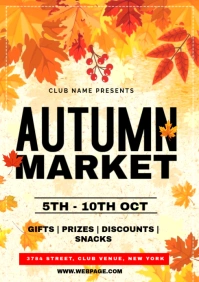 Yellow Floral Autumn Market Flyer A1 template