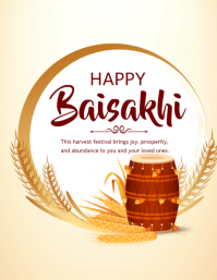Yellow Floral Baisakhi Celebration Flyer ใบปลิว (US Letter) template