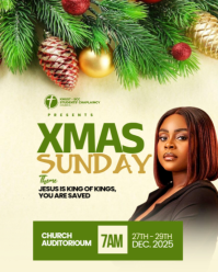 Yellow Floral Christmas Convention Flyer Instagram Portrait template