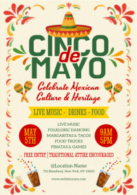 Yellow Floral Cinco De Mayo A5 template