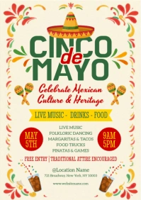 Yellow Floral Cinco De Mayo A5 template