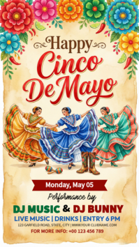 Yellow Floral Cinco de Mayo Celebration Instagram Story template