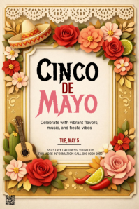 Yellow Floral Cinco de Mayo Celebration Tumblr Graphic template