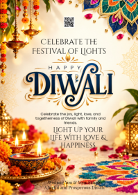 Yellow Diwali Celebration A5 Template