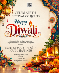 Yellow Diwali Celebration Instagram Portrait Template