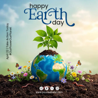 Yellow Floral Earth Day Instagram Post Video template