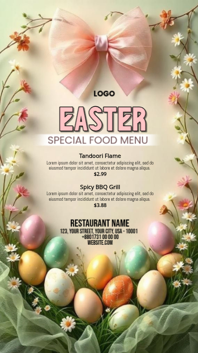 Easter Food Menu Facebook Story Template | PosterMyWall