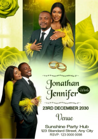 Yellow Floral Editable Wedding Invitation Template  A3