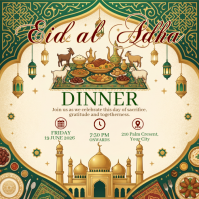 Yellow Floral Eid al Adha Dinner Celebration Instagram Post template