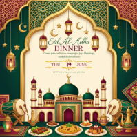 Yellow Floral Eid Al-Adha Dinner Invitation Instagram Post template