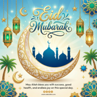 Yellow Floral Eid Mubarak Instagram Post template