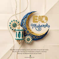 Yellow Floral Eid Mubarak Square Video Vierkant (1:1) template