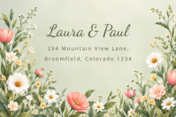 Yellow Floral Label Etykieta Template