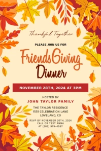 Yellow Floral Friendsgiving Poster Plakat template