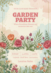 Yellow Floral Garden Party A5 template