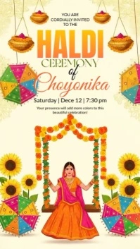 Yellow Floral Haldi Ceremony Invitation Instagram Story template