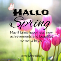 Yellow Floral Hallo Spring Instagram Post template