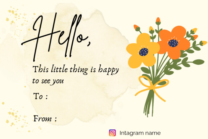 Yellow Floral Hang Tag For Gift. Bussiness Card Label. Simple Label. Gift Card Label Rótulo template