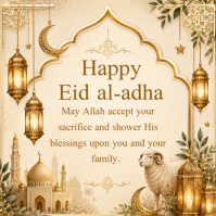 Yellow Floral Happy Eid al-Adha Instagram Post template