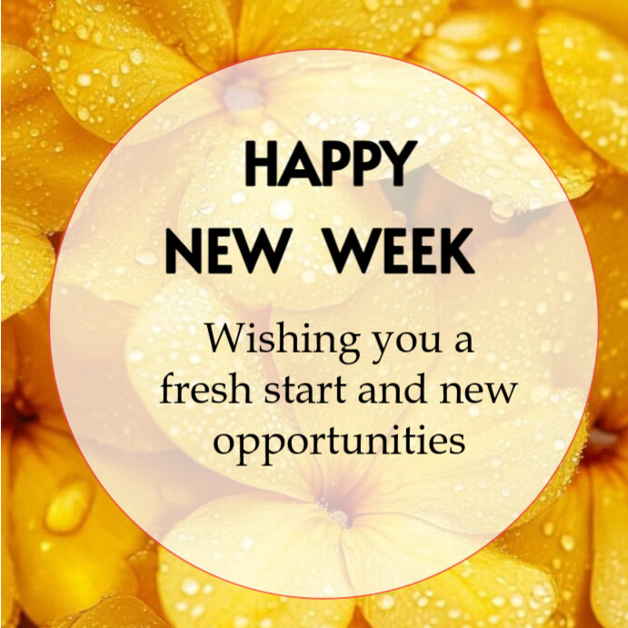 Yellow floral Happy New Week Instagram Post Wpis na Instagrama template
