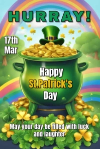 Yellow Floral Happy St.patrick's Day Poster template
