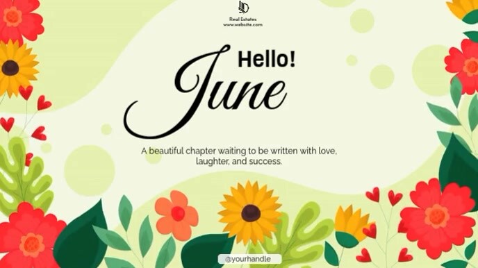 Copy of Yellow Floral Hello June Inspiration Happy New Month ...