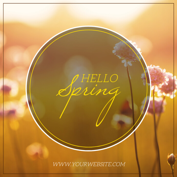 Yellow Floral Hello Spring Pos Instagram Template | PosterMyWall