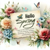 Yellow Floral Hello Spring Square (1:1) template