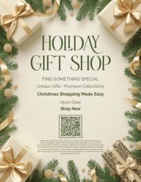 Żółty Holiday Gift Shop Flyer Template