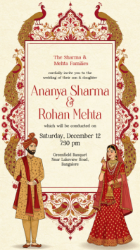 สีเหลือง Indian Wedding Invitation Instagram Story Template