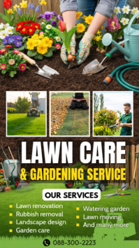 Yellow Floral Lawn Care and Gardening Service Instagram Story template