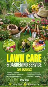 Yellow Floral Lawn Care and Gardening Services Instagram Story template