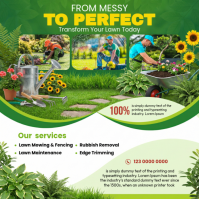 Yellow Floral Lawn Care Services Instagram Post template
