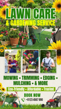 Yellow Floral Lawn Care Services Instagram Story Instagram-verhaal template