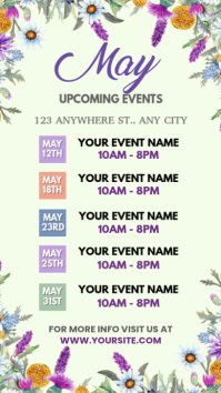 Yellow Floral May Event Schedule Instagram Story template