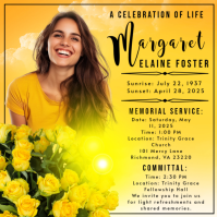 Yellow Floral Memorial Service Instagram Post template