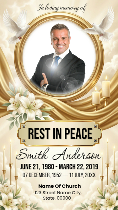 Yellow Floral Memorial Service Poster Instagram Story Template ...
